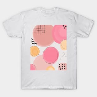 Abtract Pattern Design Pink and Yellow T-Shirt